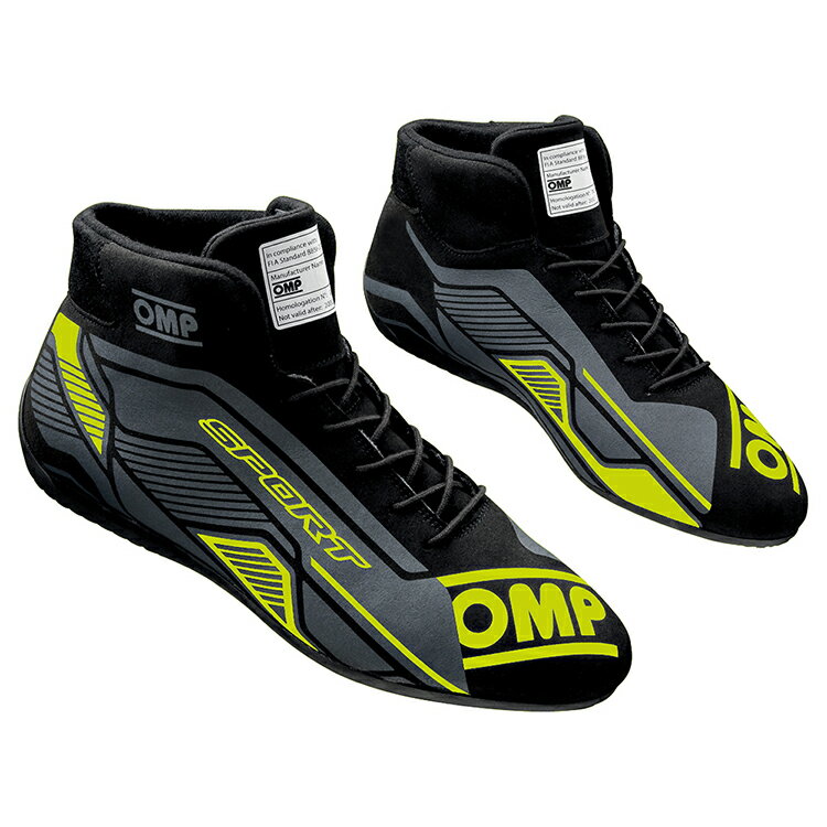 2024NEWカラー！OMP SPORT SHOES ブラック×イエロー MY2024 レーシングシューズ FIA8856-2018公認 (IC0-0829-A01-178)