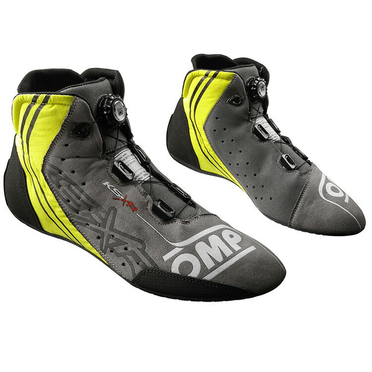 2024NEWモデル！ OMP KS-XR SHOES アンスラサイト×イエロー レーシングシューズ レーシングカート用 FIA8877-2022 Grade1 Homologation..