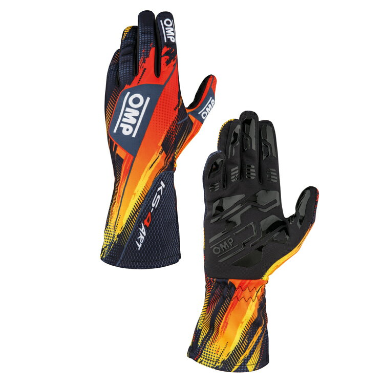 OMP KS-4 ART GLOVE ブラック×レッド×オレンジ(078) レーシンググローブ レーシングカート・走行会用 (KB0-2757-A01-078) MY2026