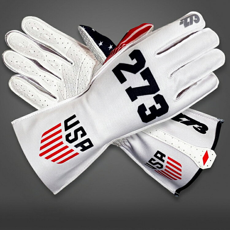 -273 USA WHITE ホワイト 外縫い レーシンググローブ レーシングカート・走行会用...
