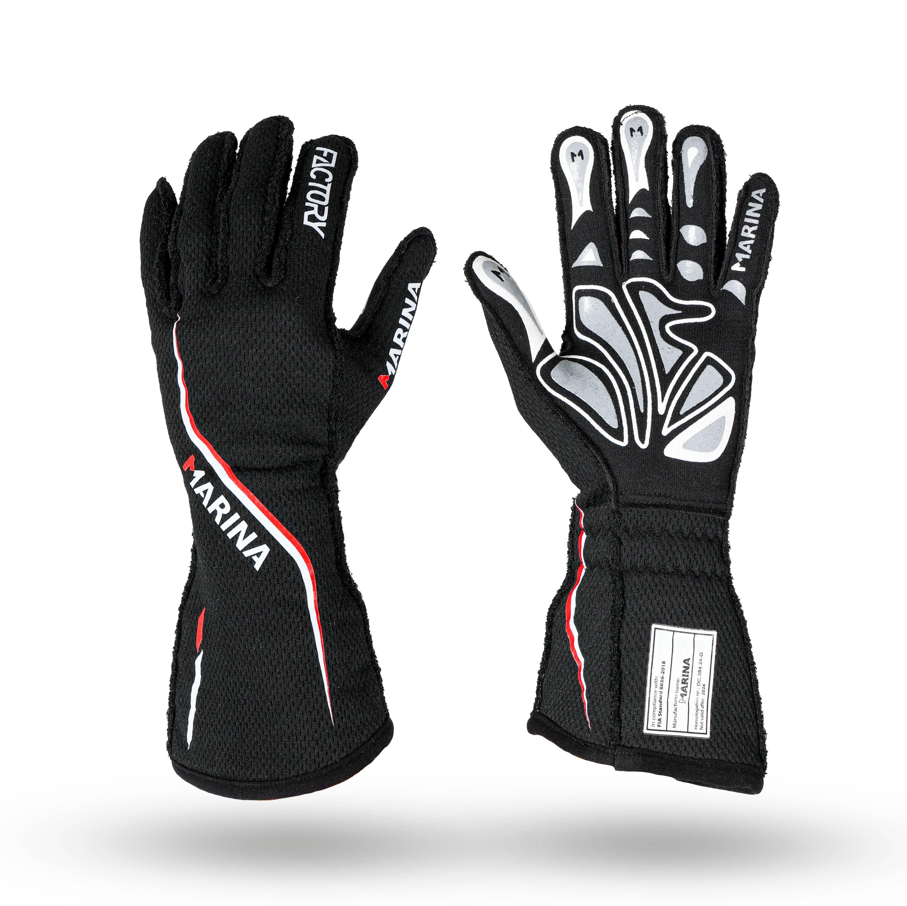 乐天商城 - monocolle MARINA Factory glove ファクトリーグローブ Black Lines ブラック ライン FIA公認 レーシンググローブ FIA8856-2018モデル R50-341