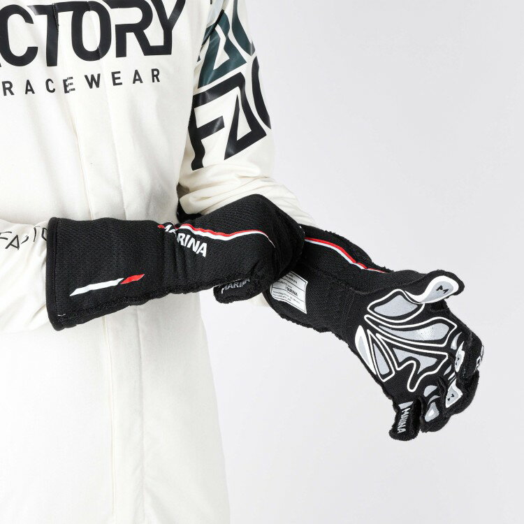 monocolle MARINA Factory glove ファクトリーグローブ Black Lines ブラック ライン FIA公認 レーシンググローブ FIA8856-2018モデル R50-341