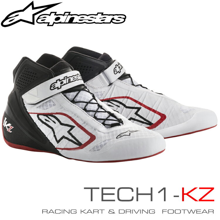アルパインスターズ レーシングシューズ TECH1-KZ ホワイト×ブラック×レッド(213) レーシングカート・走行会用 (2713018-213)