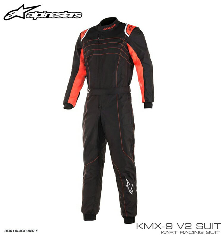 2019-23モデル アルパインスターズ KMX-9 v2 SUIT ブラック×レッド フルーオ (1030) レーシングスーツ レーシングカート・走行会用 CIK..