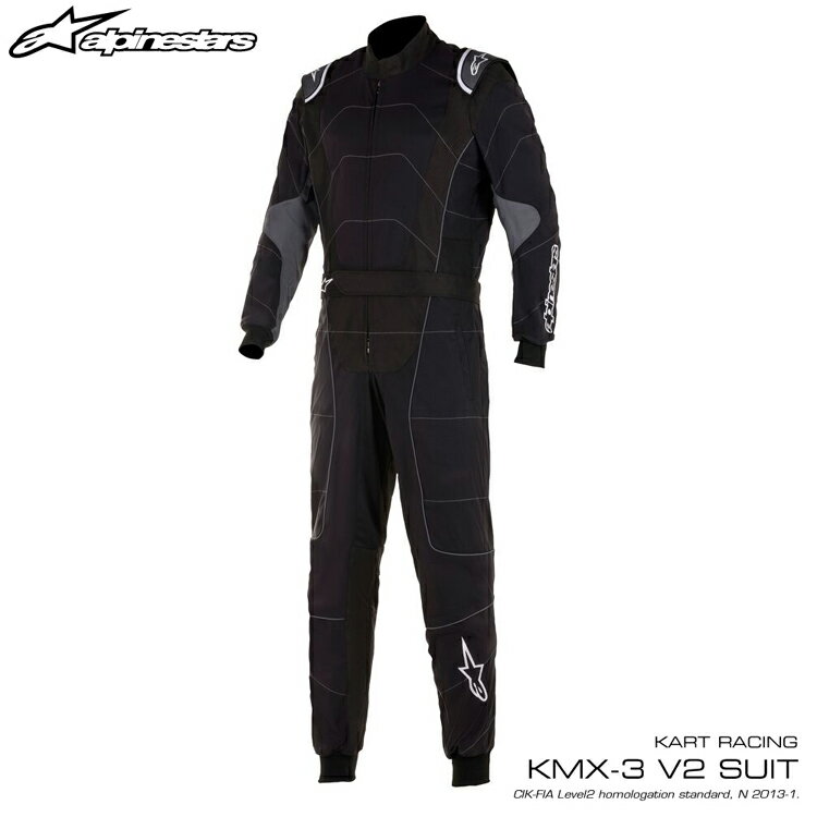 2020NEWモデル アルパインスターズ KMX-3 v2 SUIT ブラック×アンスラサイト (104) レーシングスーツ レーシングカート・走行会用 CIK FIA N/2013-1公認 (3351520-104)