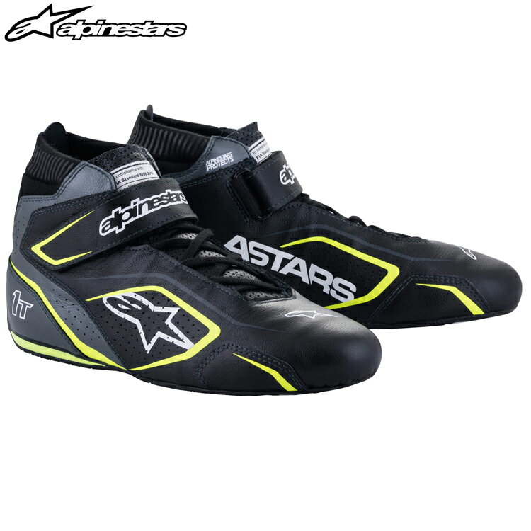 アルパインスターズ レーシングシューズ TECH1 T v3 SHOES ブラック×グレー×イエロー (1055) FIA8856-2018公認モデル AUTO RACING SHOE..