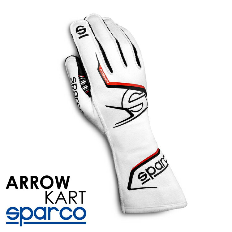 SPARCO スパルコ ARROW KART ホワイト×ブラック レーシンググローブ レーシングカート・走行会・スポーツ走行用 (002557_BINR)