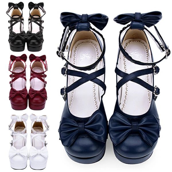 Rakuten - ロリータ 靴 レディース ハイヒールパンプス コスプレ ストラップパンプス お嬢様風 ヒール8cm shoes ゴスロリ 可愛い ロリータ コスプ