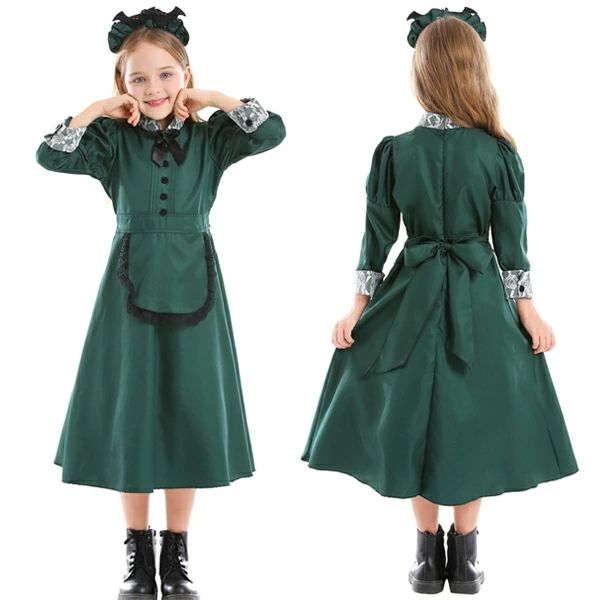 Rakuten - メイド服 ロング キッズ 洋館メイド 吸血鬼 魔女 ハロウイン衣装 メイド 女の子 コウモリ 変装 宮廷装 コスチューム お姫様 ロングワン