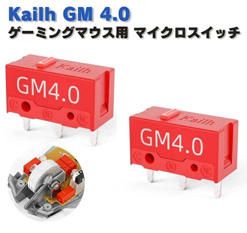 Kailh GM 4.0 ゲーミングマウス用 マイクロスイッチ ピン押　ボタン形 ゲームマウス用 マウスボタンのチャタリング発生時にスイッチの伝導率アップ 2個