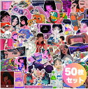 50枚セット アニメ イラスト 美少女 PVC 加工 ステッカー シール