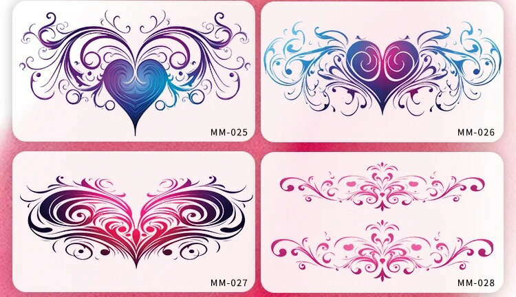 8枚セット 淫紋 セクシー タトゥー Tattoo シール ステッカー 子宮断面 淫語 ヘナ 入れ墨 刺青 コスプレ 防水 小物 小道具 ファッション シール