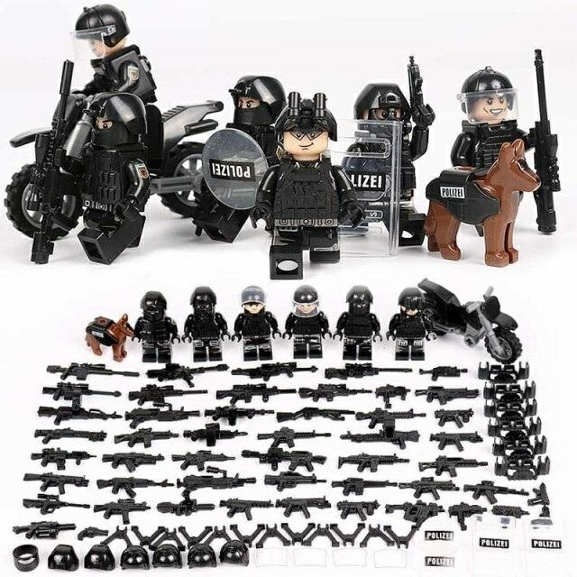 【お買い物マラソン 当店全品ポイント5倍】 MOC レゴ ブロック 互換 SWAT 特殊部隊 アンチテロ部隊 カスタム ミニフィグ 6体セット 大量武器 装備 兵器付き