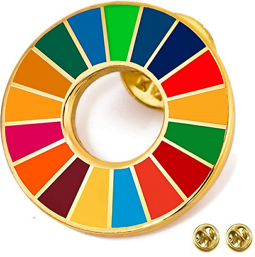 SDGs ピンバッジ 20mm サイズ 平ら仕上げ 国連ガイドライン対応 ゴールドフレーム シルバーフレーム UNDP 襟章 バッヂ 七宝焼 予備留め具付き