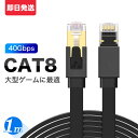 LANケーブル CAT8 1M 高速安定 フラット カテゴリー8 コネクタ 超光速40Gbps/2000MHz 企業用 ランケーブル 家庭用 サーバー インターネット ケーブル パソコン用 業務用 シールド モデム ルータ 爪折れ防止 switch PS4 PS5 Xbox等に対応 zoom テレワーク 1年保証