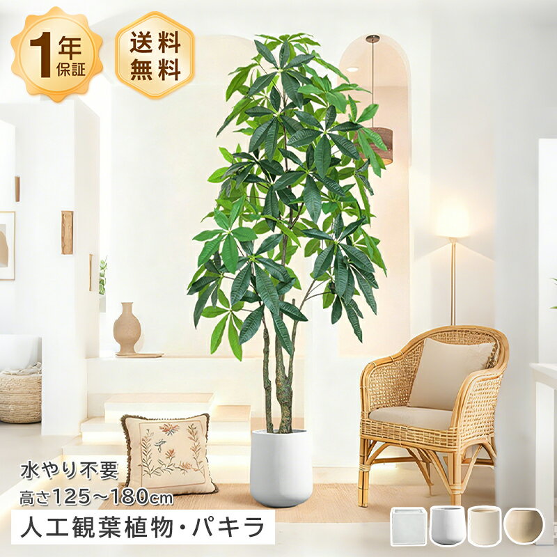 Rakuten - フェイクグリーン 人工観葉植物 人造植物 パキラ カポック フェイクプランツ インテリアグリーン 125cm~180cm 大型 落地 鉢植え スタンド リビング 室内 玄関 オフィス 飾り 高級感 リアル 生まれ ナチュラル モダン