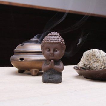 【50％（半額）オフクーポン配布中】置物 茶玩 紫砂 瞑想するかわいい仏像 陶器製 (正座)のサムネイル