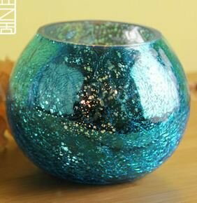 キャンドルホルダー クリスマスカラー モザイクガラス (ブルー)