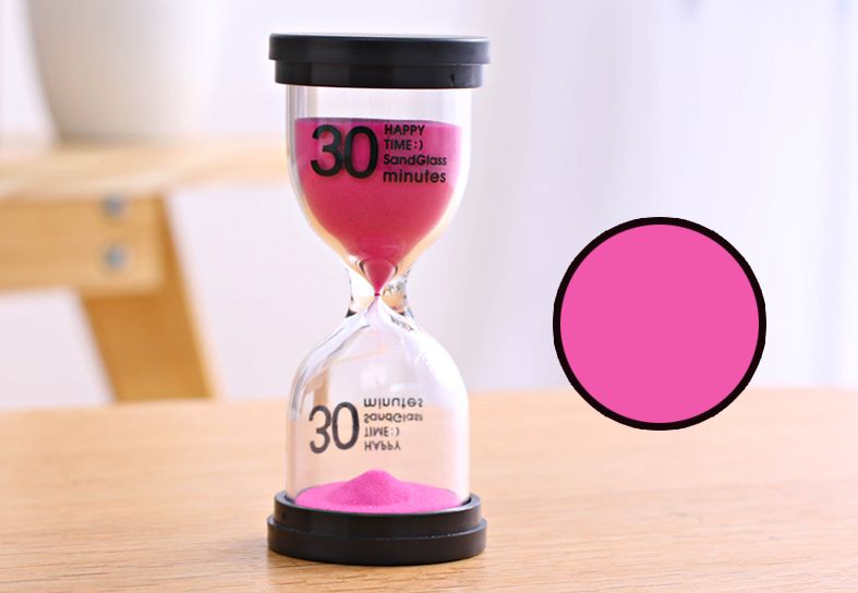 砂時計 30分計 ビタミンカラー 黒フタ 英文字 シンプル (ピンク)