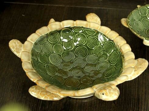 小物入れ 灰皿 ディッシュ カメ 亀 陶器製 (大サイズ)