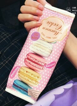 【50％OFF（半額）クーポン配布中】ペンケース スイーツ お菓子のパッケージ風 (ピンク×マカロン)のサムネイル