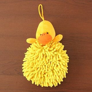 タオル 紐付き マイクロファイバー製 動物 2枚セット (アヒル, カエル)