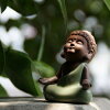 置物茶玩紫砂瞑想するかわいい仏像陶器製(座禅)