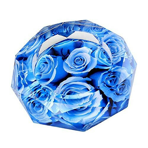 灰皿 薔薇の花 バラ フラワー ガラス製 ブルー 