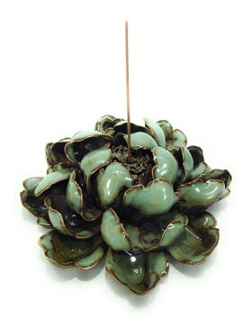 香炉 花びらが美しい蓮の花 和モダン 陶磁器製 スティック用 (開き始め)