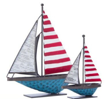 置物 ヨット 帆船 アンティーク風 大小2個セット (Cタイプ)