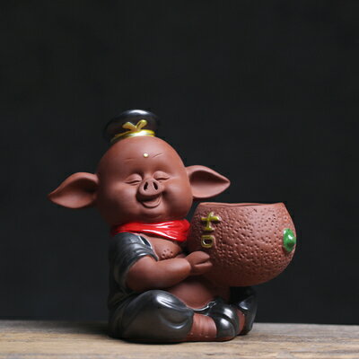 龍の置物 置物 茶寵 茶玩 中国茶道具 ユーモラスな猪八戒 ブタのオブジェ (Aタイプ)