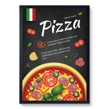 インテリアボード 黒板風 ピザ PIZZA 店舗装飾 縦型 (Bタイプ)