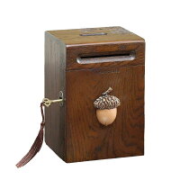 貯金箱 木の実のモチーフ 鍵付き 木製 レトロ ナチュラル雑貨 (どんぐり)