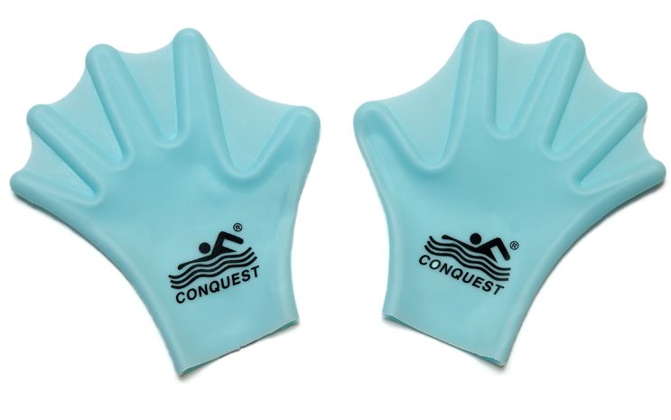 水かき 水泳補助具 グローブタイプ シリコン製 ライトブルー (大人用) 【送料無料】