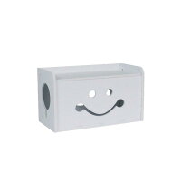 ケーブルボックス テーブルタップ収納 木箱 かわいい (にっこり笑顔, 小サイズ)