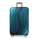 スーツケースカバー 緩やかな曲線模様 ウェーブ グラデーション (ブルーA, L)