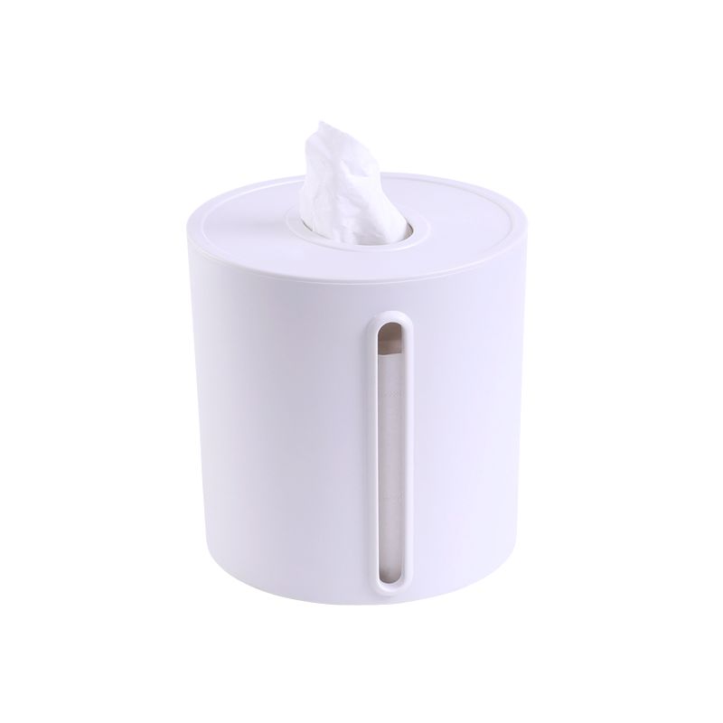 トイレットペーパーホルダー スタンド型 円柱 スタイリッシュ シンプル プラスチック製 (ホワイト)