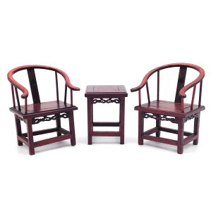 置物 ミニチュア家具 中国風 木製 (椅子とテーブルセット)