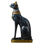 置物 古代エジプト 猫神 民族風 大サイズ (ブルー系)