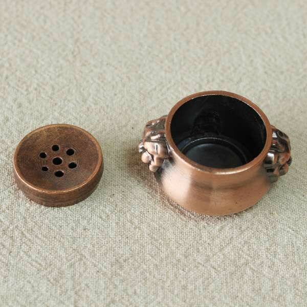 【訳あり】香炉 アンティーク風 銅製 コロンとした形 シンプル (小)