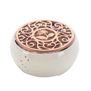 キャンドルウォーマー 小さな丸穴のアクセント シンプル 花の透かしデザイン 陶器製