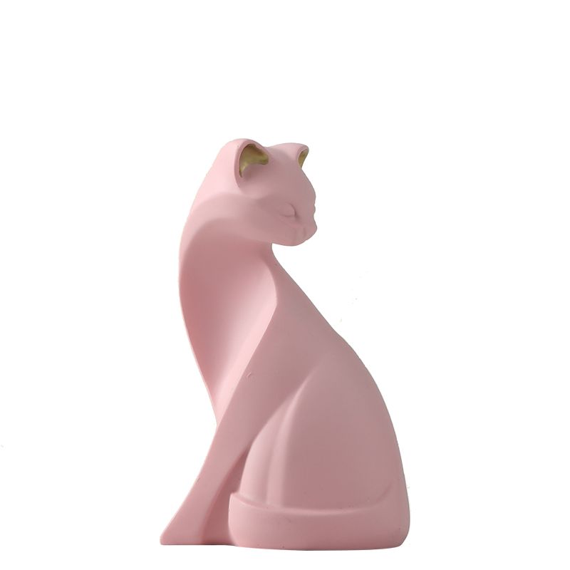 【50％OFF（半額）クーポン配布中】置物 ピンクの猫 ゴールドカラーの耳 シンプル スタイリッシュ (座る姿)