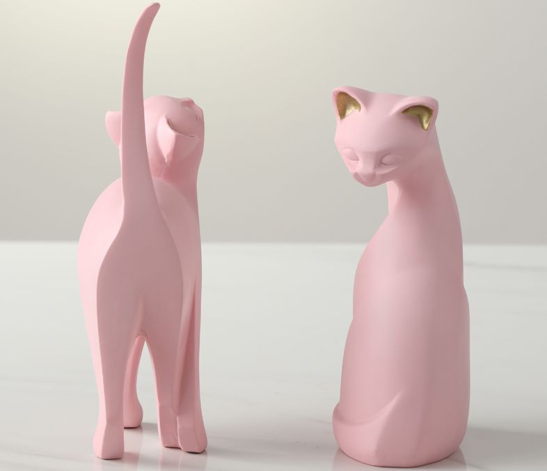 置物 ピンクの猫 ゴールドカラーの耳 シンプル...の紹介画像3