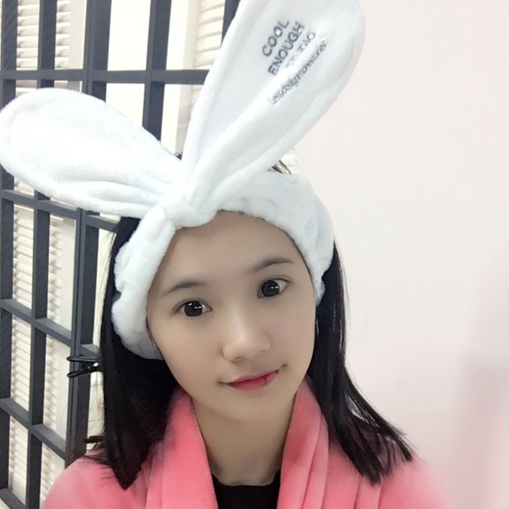 ヘアバンド うさぎの耳風 洗顔 湯上り用 1個 (ローズ)