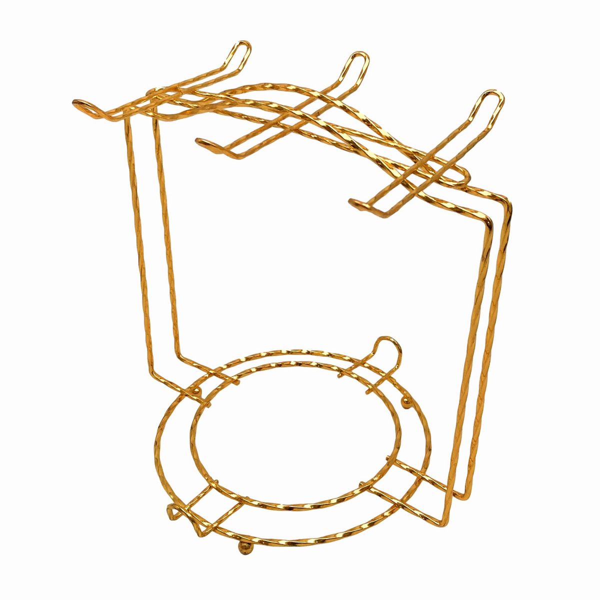 【訳あり】カップスタンド コーヒーカップ ソーサー用 ヨーロピアン風 角型フレーム ゴールドカラー 金属製 6個用