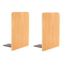 ブックエンド シンプル スタイリッシュ 木製 2個セット (角型大サイズ、ナチュラル)