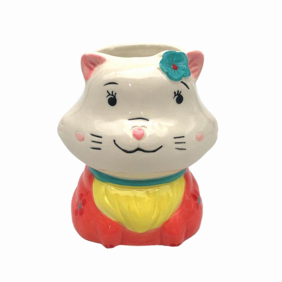 【訳あり】箸立て 動物 ダイカットデザイン 陶器製 (ネコ)