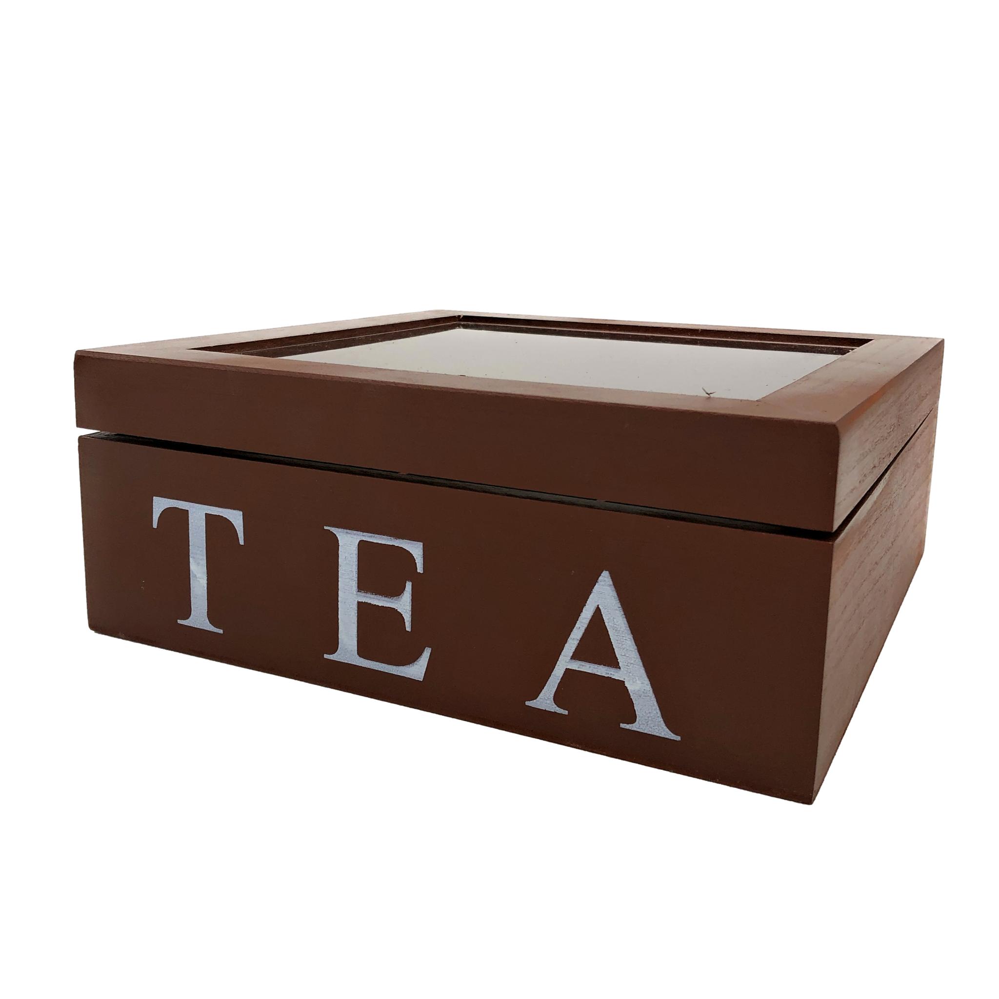 【50％OFF（半額）クーポン配布中】【訳あり】ティーバッグケース TEAロゴ入り 木製 (9つの仕切り)