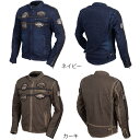 ■商品情報■ ・メーカー名：デグナー (DEGNER) ・品番：23SJ-6 ・カラー：ネイビー,カーキ ・素材：コットン/牛革 ・サイズ：M,L,XL ・寸法：バスト/肩幅/裾周り/袖丈/着丈 ・M：108cm/48cm/96cm/61cm/67cm ・L：114cm/50cm/102cm/62cm/69cm ・XL：120cm/52cm/108cm/63cm/71cm ○腕と胸のワッペンはモーターテイストな雰囲気に。 本革のラインでライディングギア感を演出。 ○肩・ヒジ・胸・背中に着脱可能なプロテクターを標準装備。 万が一の時も安心 ○袖口はファスナー仕様でグローブに合わせて調節可能。 ファスナーを全開にすれば着脱がスムーズ。 ○アクションプリーツを配置することで、 肩周りが動かしやすくなり、 ライディング時の負荷を軽減。 ○裾のベルトでサイズ調節ができ、 バタつき防止。 背中側の裾は腰を曲げても見えにくい形状。 ■ご使用時の注意点■ ・経年変化やご使用による製品の劣化・ 損耗は避けられません。 ・耐久性には十分考慮しておりますが、 過度な負担をかけたり使用方法が適切でない場合 破損する恐れがございます。 ・薄い色の衣服と合わせて着用された時、 雨・汗などでの湿り、摩擦などからの刺激で 色移りすることがございますので、ご注意ください。 ・商品の仕様、価格等（消費税改定などにより） 予告なく変更する場合がございます。　 ・本体価格：25,000円(税別)＋消費税　の商品です。