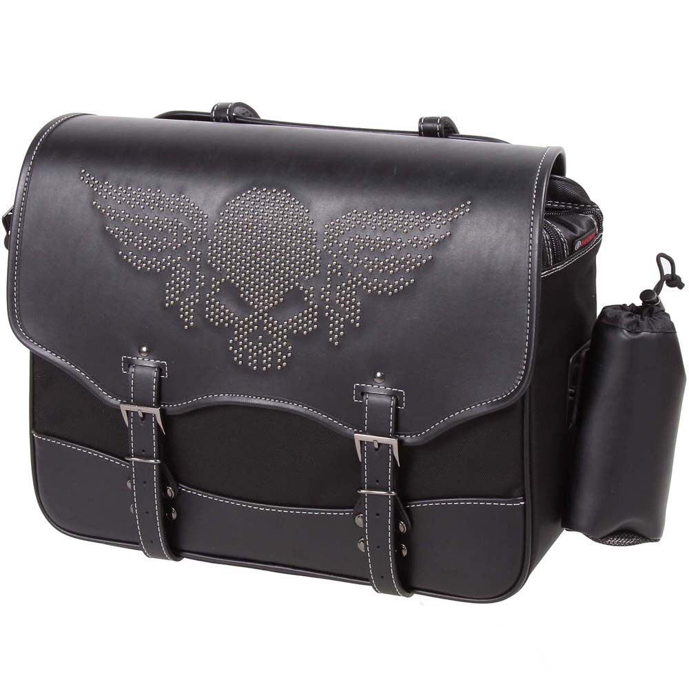  デグナー (DEGNER)★ナイロンサドルバッグ スカルスタッズ デザイン/NYLON SADDLEBAG ブラック 17L NB-156